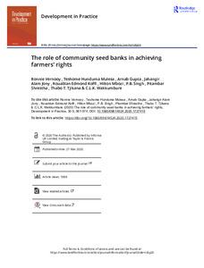 The role of community seed banks in achieving farmers’ rights