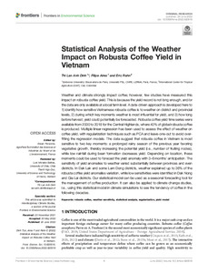 Statistical analysis of the weather impact on robusta coffee yield in Vietnam