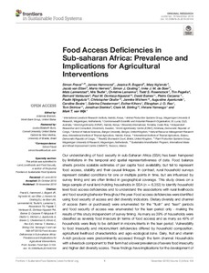 Food Access Deficiencies in Sub-saharan Africa: Prevalence and Implications for Agricultural Interventions