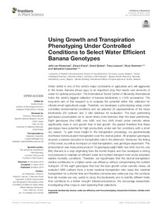 Using Growth and Transpiration Phenotyping Under Controlled Conditions to Select Water Efficient Banana Genotypes