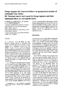 Forage legumes for improved fallows in agropastoral systems of subhumid West Africa. I. Establishment, herbage yield and nutritive value of legumes as dry season forage