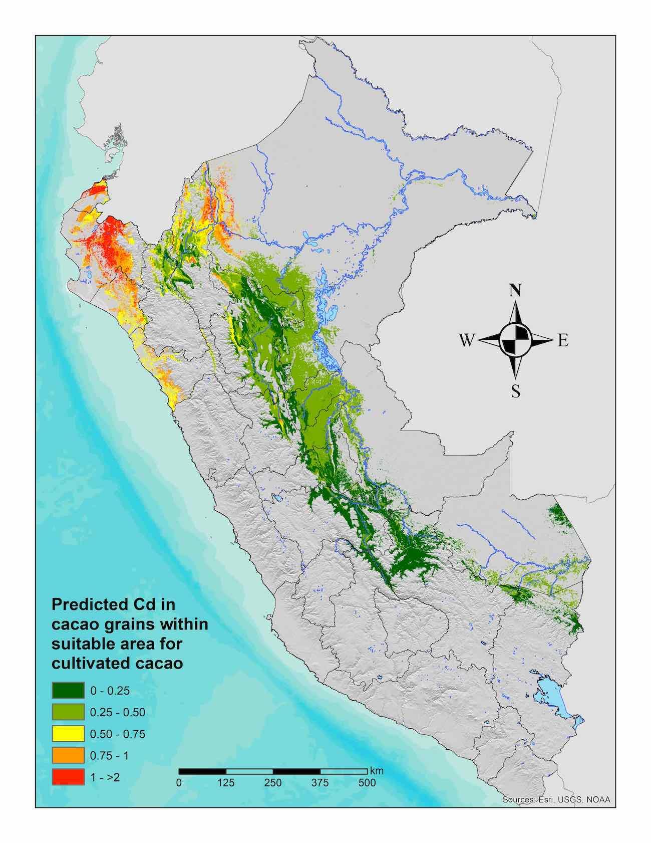 map of cadmium in soil Peru