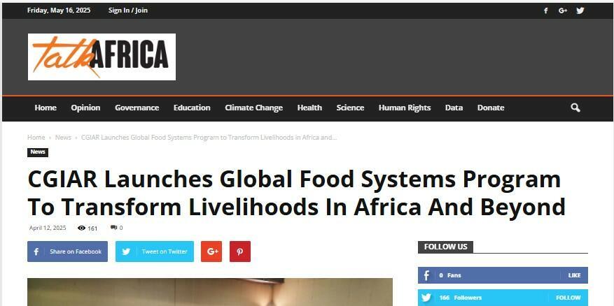 The Alliance at CGIAR Science Week - Media Coverage 6