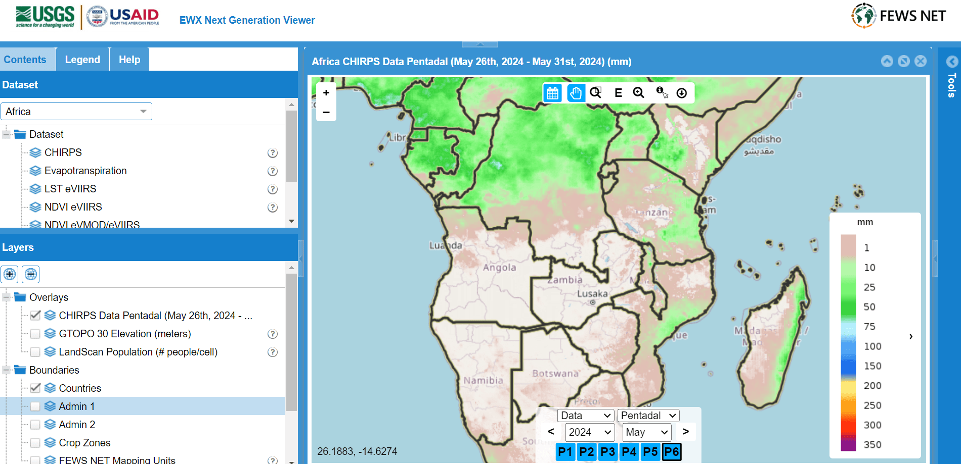 Global Agriculture Monitoring System tool used to analyze satellite data and extract crop health information for further synthesis - Map 3